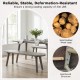 Rustic 43-inch gray farmhouse dining bench with solid rubber wood legs, ideal for entryways and compact spaces.