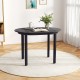 Round 43-inch wooden dining table in dark grey finish with rubber wood legs, perfect for 2-4 people in small spaces.