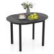Oval dining table with a smooth dark grey finish and rubber wood legs, offering a stylish space for dining or working.