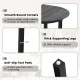 Round dining table with black rubber wood legs, smooth surface, and anti-slip foot pads, perfect for small spaces.