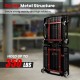 Foldable mechanic creeper with padded headrest, sturdy metal structure, and tool trays, supports up to 350 lbs.