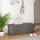 Dark gray folding storage ottoman bench with padded seat, ideal for entryway or bedroom organization.