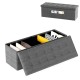 Folding storage ottoman bench in dark gray with padded seat, removable divider, and 38-gallon capacity for versatile.