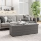 Folding storage ottoman bench in dark gray linen with padded seat, perfect for living room or bedroom organization.