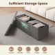 Folding storage ottoman bench in dark gray with removable divider, ideal for blankets, clothes, and books.