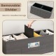 Folding storage ottoman bench in dark gray with removable divider, ideal for organized storage and versatile seating.