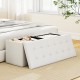Folding storage ottoman bench in white with removable divider, 38-gal capacity, ideal for bedroom or living room use.