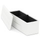 White folding storage ottoman bench with removable divider, 38-gal capacity, ideal for bedroom or living room.