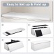 Folding storage ottoman bench in white with removable divider, 38 gal capacity, ideal for bedroom or living room use.