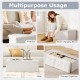 Folding storage ottoman bench in white, featuring a removable divider and soft padded foam, ideal for living room or.