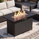 44.5-inch propane fire pit table in black and gray with stainless steel burner, perfect for outdoor gatherings.