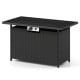 44.5-inch black and gray propane fire pit table with stainless steel burner, ideal for outdoor gatherings and dining.