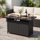 44.5-inch black and gray propane fire pit table with stainless steel burner, perfect for outdoor gatherings and dining.