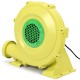 Yellow 950 W air blower pump fan with green grill, designed for inflatable bounce houses and outdoor fun.