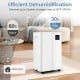 White 54 Pints dehumidifier with LED display, 3 modes, and 4 wheels for home and basement use, covering 4500 sq. ft.