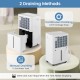 Dehumidifier with 3 modes and 1.1-gallon tank, featuring continuous drainage and a touch control panel for home use.