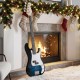Blue 45.5-inch electric bass guitar with double pickups, gig bag, and solid wood construction, perfect for beginners.