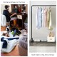 Heavy duty clothes stand rack with top rod and lower shelf, perfect for organizing clothes and shoes in any room.