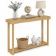 Solid wood console table with a rustic finish, featuring a 2-tier design for ample storage in living rooms or hallways.