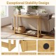 46-inch solid wood console table with a 2-tier design, featuring teak wood construction and anti-slip foot pads for.