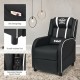 Massage racing gaming recliner chair in black with adjustable backrest, lumbar pillow, and side storage bag for.