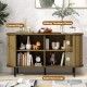 47-inch sideboard buffet cabinet in oak with sliding tambour doors, adjustable shelves, and solid metal legs for.