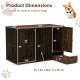 Rustic brown 47.5-inch dog crate furniture with hidden pull-out bowls, ideal for small and medium dogs, featuring a.