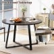 Round 47-inch dining table with thickened grey tabletop and stable X-shaped base, ideal for various dining settings.