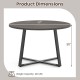 47-inch round dining table with a grey wood-grain surface and X-shaped base, perfect for various dining settings.