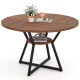 Round 47" dining table in brown with a storage shelf, featuring a sturdy metal frame and elegant design for versatile.