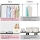 Heavy duty clothes stand rack with sturdy metal rod, anti-slip stoppers, and wide lower storage shelf for organized.