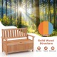 48-inch patio wood storage bench with slatted backrest, natural finish, perfect for outdoor seating and storage.