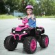 Kids ride-on ATV in pink with LED lights, treaded tires, and a child-friendly seat for fun outdoor adventures.