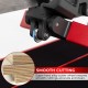 Close-up of the manual tile cutter's tungsten carbide blade and smooth slide rail for accurate cutting of various tiles.