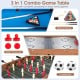48-inch 3-in-1 multi combo game table featuring soccer, billiards, and hockey with complete accessories for game rooms.