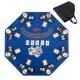 48-inch blue poker table top for 8 players with cup holders and carrying bag, ideal for card and dice games.