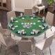 Octagonal 48-inch foldable poker table with green felt, cup holders, and poker chip trays, perfect for 8 players.