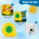 480W bounce house blower in yellow with handle, showcasing easy setup steps for quick inflation of inflatables.