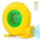 480W bounce house blower in yellow with handle, designed for quick inflation of inflatables, featuring safety.