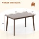 48-inch dining table with natural rubber wood legs, showcasing dimensions for a coordinated dining space for 4.