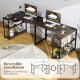 Reversible L-shaped computer desk with adjustable shelves in gray, featuring a spacious surface for home or office use.
