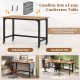 48-inch rolling computer desk with heavy-duty metal frame and natural wood finish, ideal for home and office use.