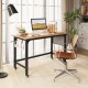 48-inch rolling computer desk with heavy-duty metal frame, natural wood finish, ideal for home and office use.