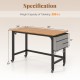 48-inch rolling computer desk with heavy-duty metal frame, natural wood finish, and two lockable casters for easy.