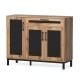 48-inch sideboard buffet cabinet with natural wood grain, black accents, large drawer, and two cabinets for versatile.