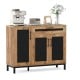 48-inch sideboard buffet cabinet with black accents, large drawer, and metal legs for versatile kitchen or living room.