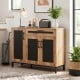 Side view of the 48-inch sideboard buffet cabinet showcasing its spacious countertop, large drawer, and sturdy metal.