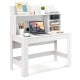 48-inch white writing computer desk with multi-layered shelf, cable management hole, and anti-tipping kits for.