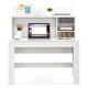 48-inch white writing computer desk with multi-layered shelf, cable management hole, and anti-tipping kits for secure.