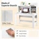 48-inch white writing computer desk with multi-layered shelf, anti-tipping kits, and cable management for efficient.